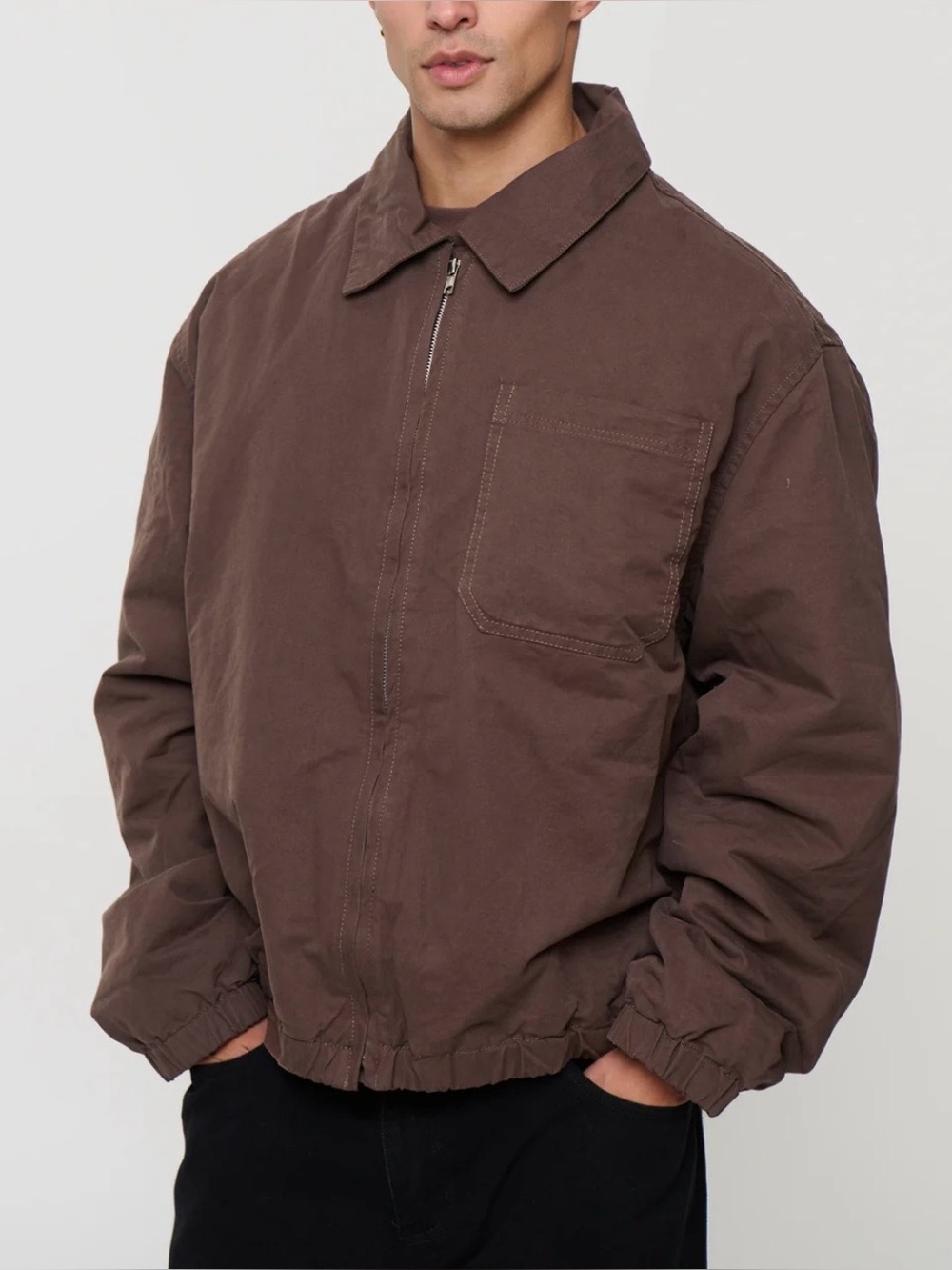 Bronze Snake Charlie Soft Cotton Bomber Jacket Mens L Chocolate Brown Streetwear